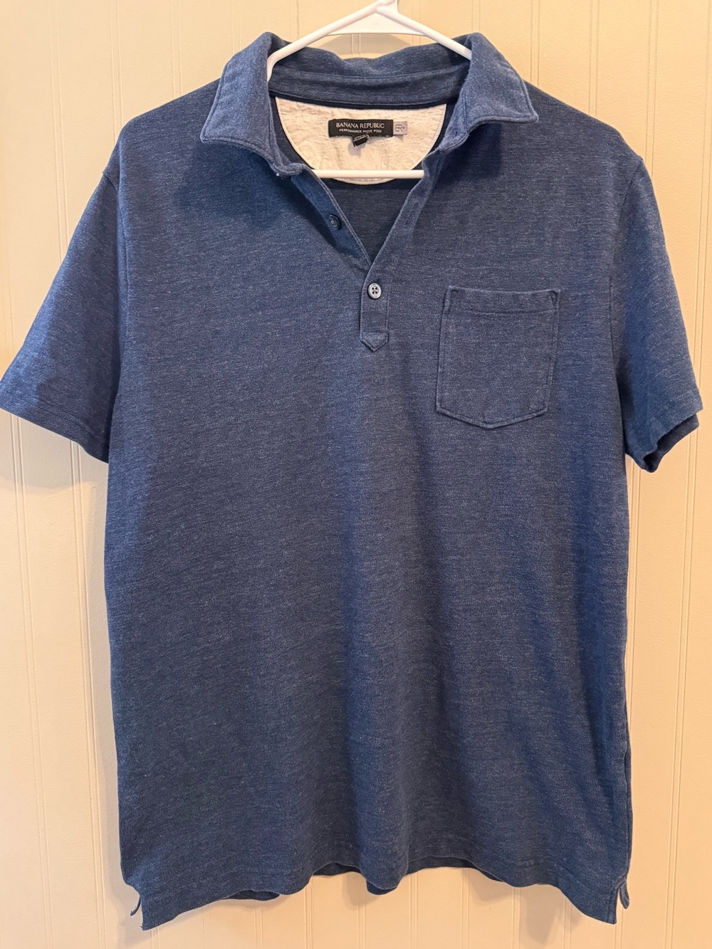 Banana Republic Men's Indigo Blue Short-Sleeve Polo with Chest Pocket